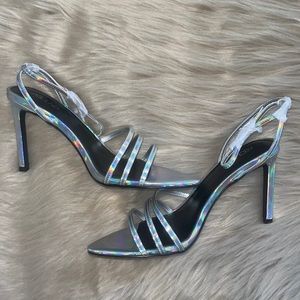 NIB Jimena iridescent ankle strap sandal heels